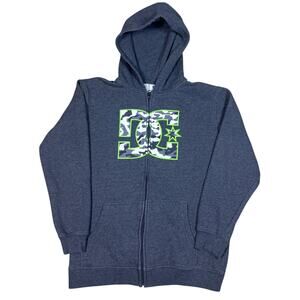 vintage y2k 2000s DC Shoes green and gray camo logo hoodie Large skater grunge